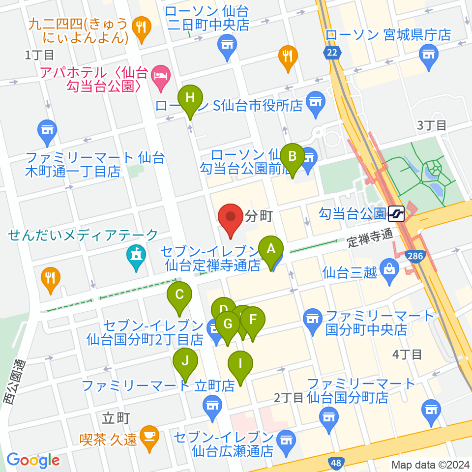 東京エレクトロンホール宮城周辺のホテル一覧地図