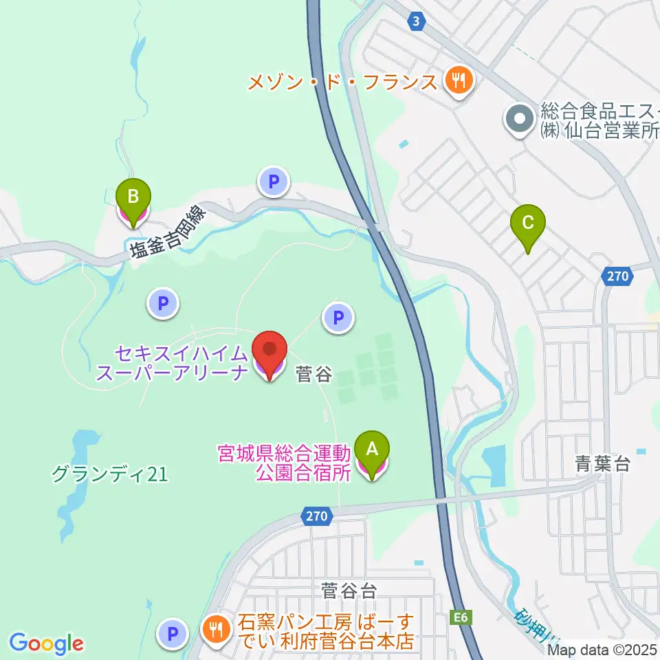 セキスイハイムスーパーアリーナ周辺のホテル一覧地図