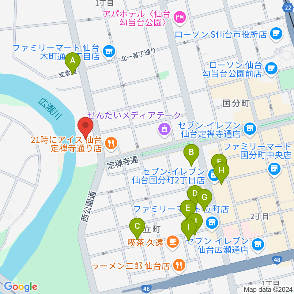 トークネットホール仙台周辺のホテル一覧地図