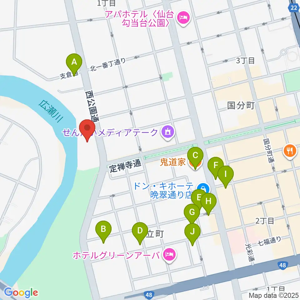 トークネットホール仙台周辺のホテル一覧地図