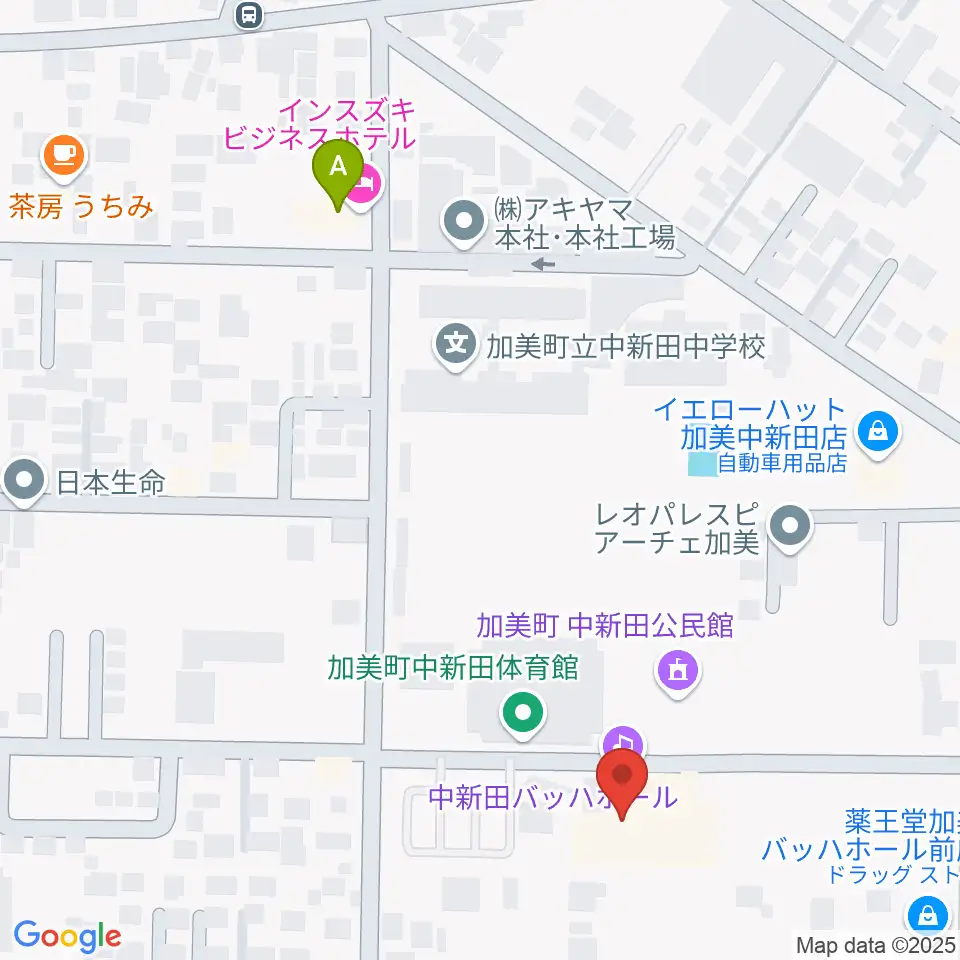 中新田バッハホール周辺のホテル一覧地図