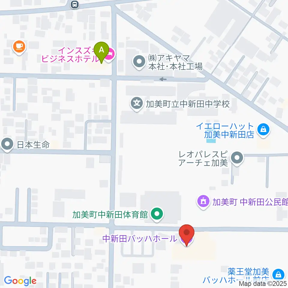 中新田バッハホール周辺のホテル一覧地図