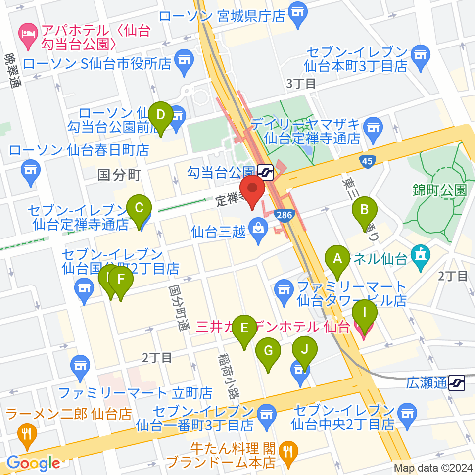 エル・パーク仙台周辺のホテル一覧地図