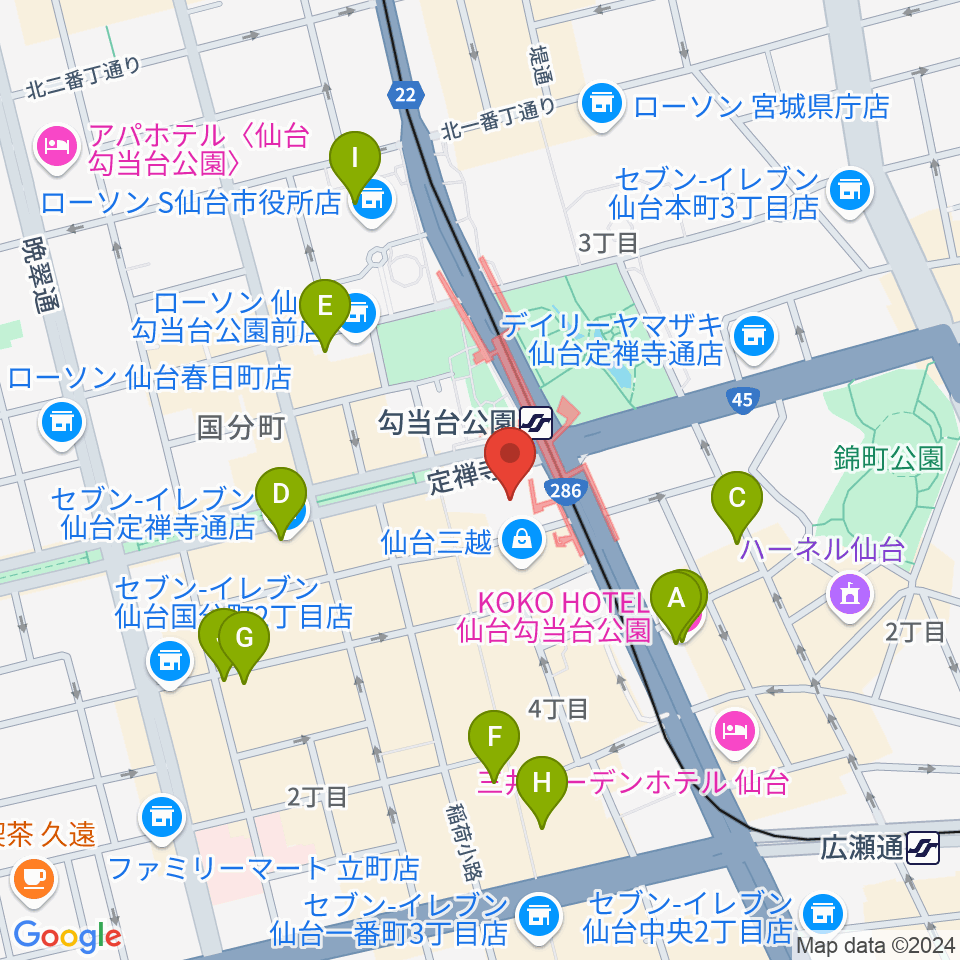 エル・パーク仙台周辺のホテル一覧地図