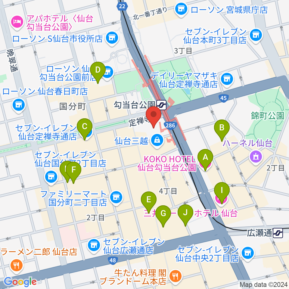 エル・パーク仙台周辺のホテル一覧地図