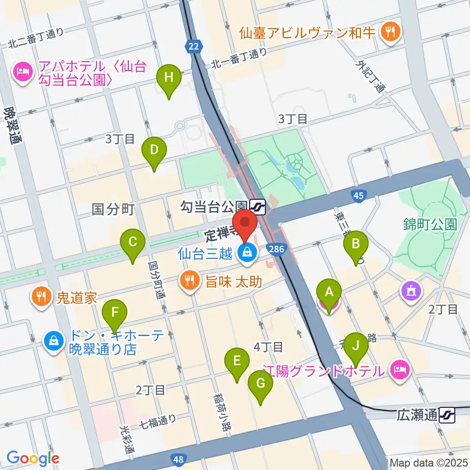 エル・パーク仙台周辺のホテル一覧地図