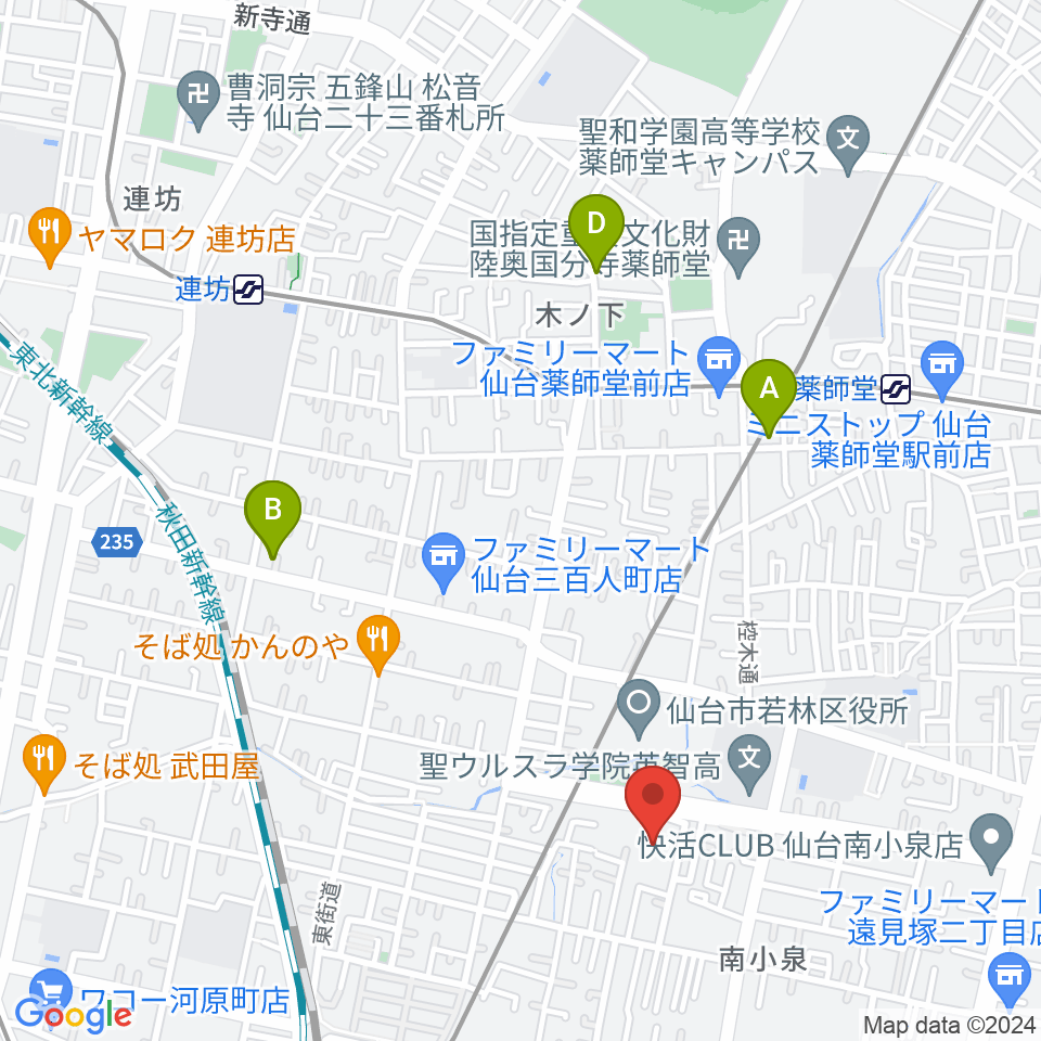 若林区文化センター周辺のホテル一覧地図