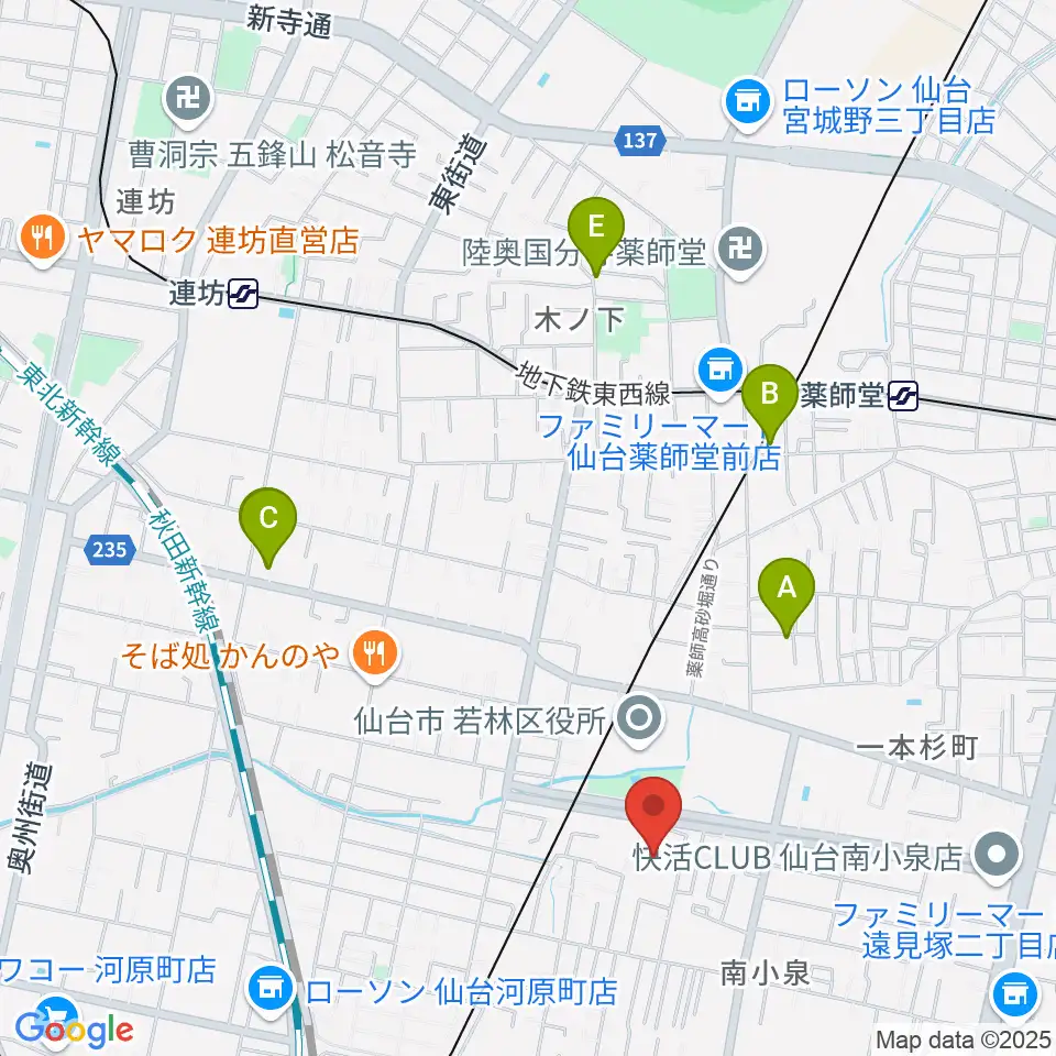 若林区文化センター周辺のホテル一覧地図