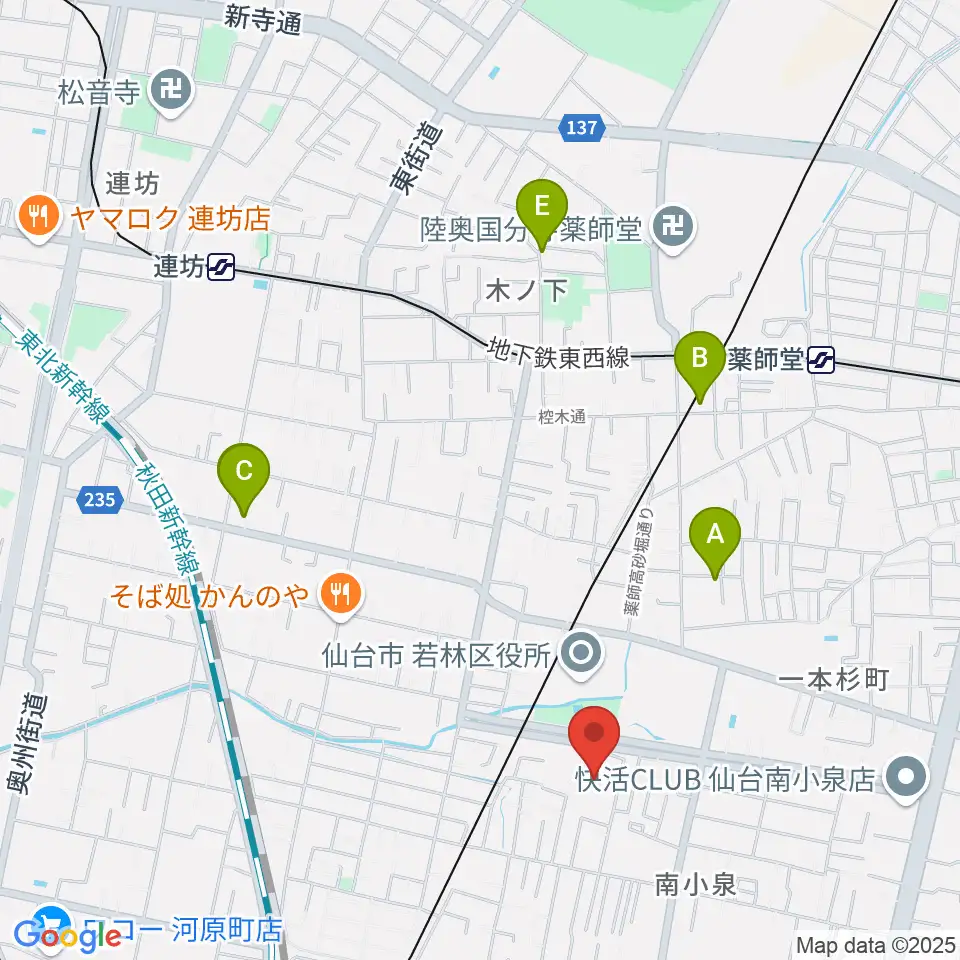 若林区文化センター周辺のホテル一覧地図