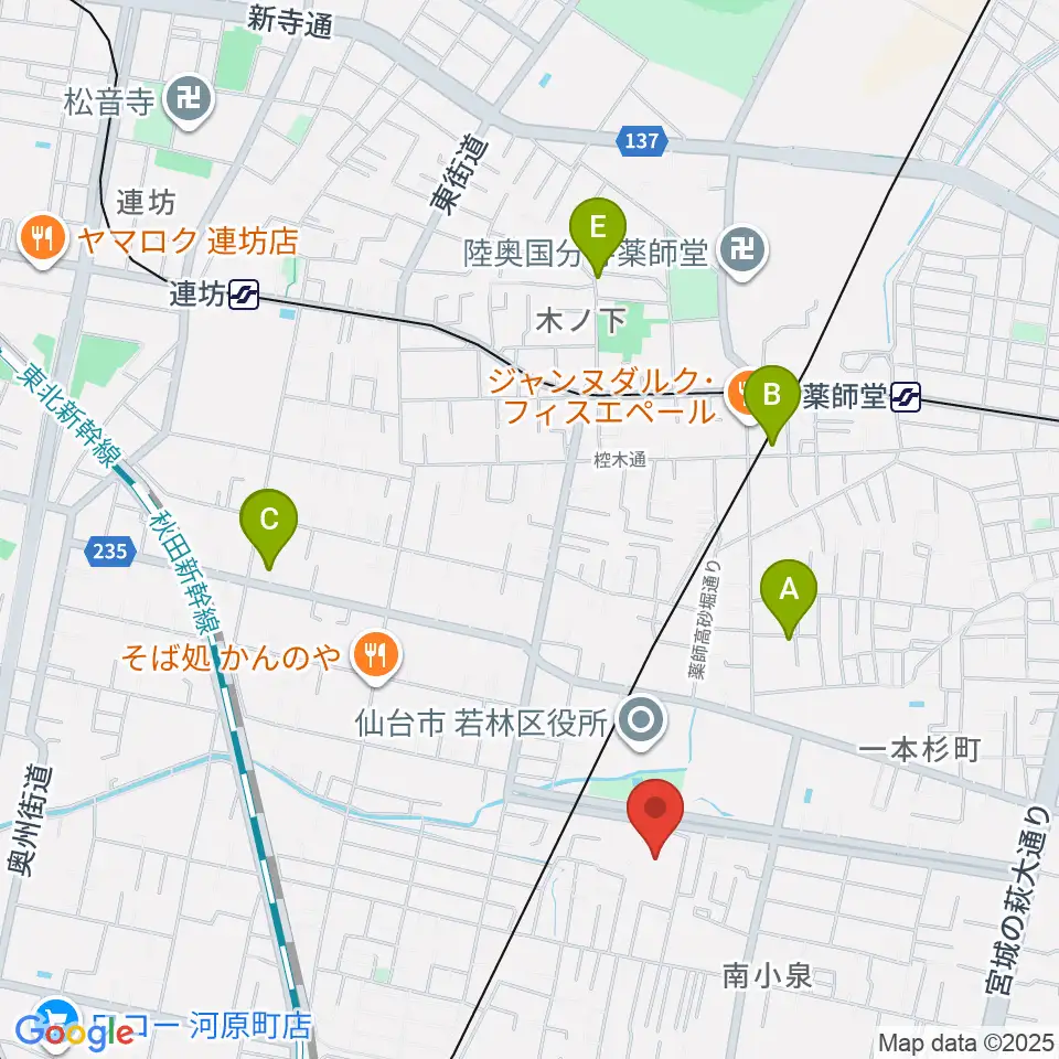 若林区文化センター周辺のホテル一覧地図