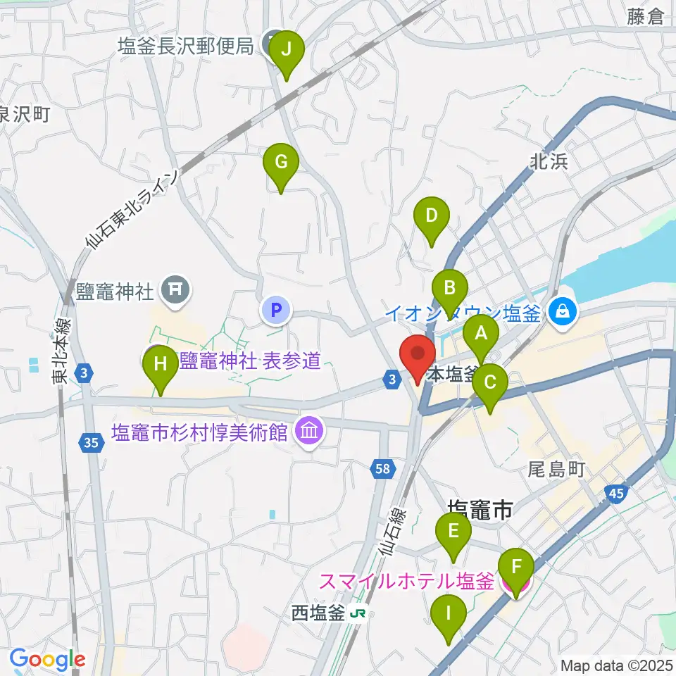 塩竈市民交流センター遊ホール周辺のホテル一覧地図