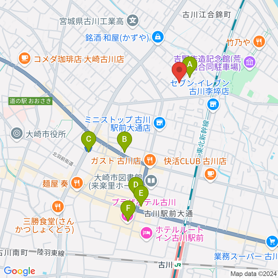 大崎市民会館周辺のホテル一覧地図