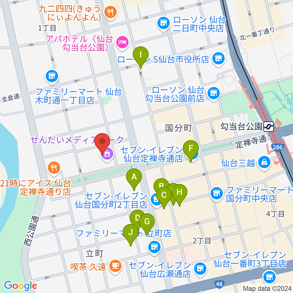 せんだいメディアテーク周辺のホテル一覧地図