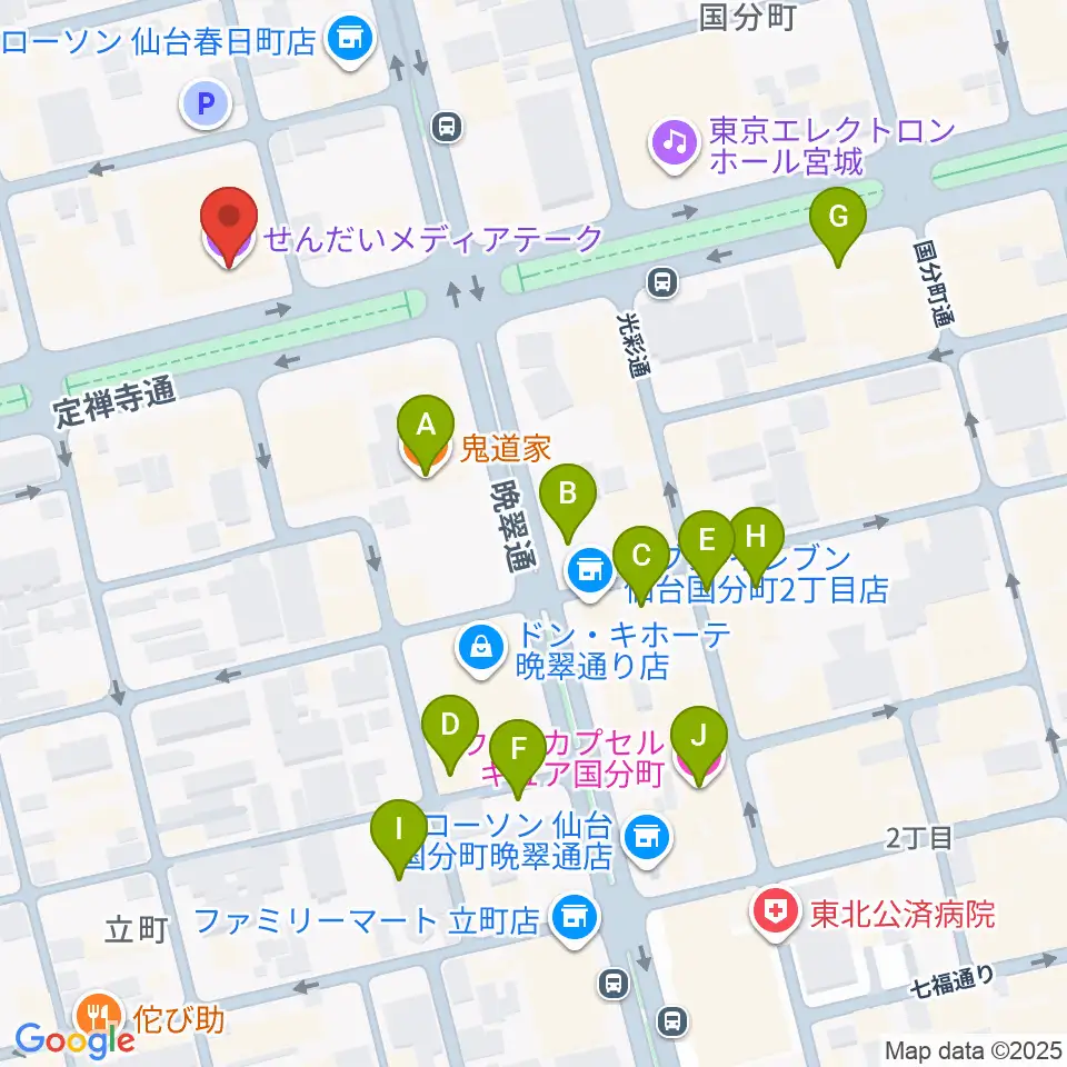 せんだいメディアテーク周辺のホテル一覧地図