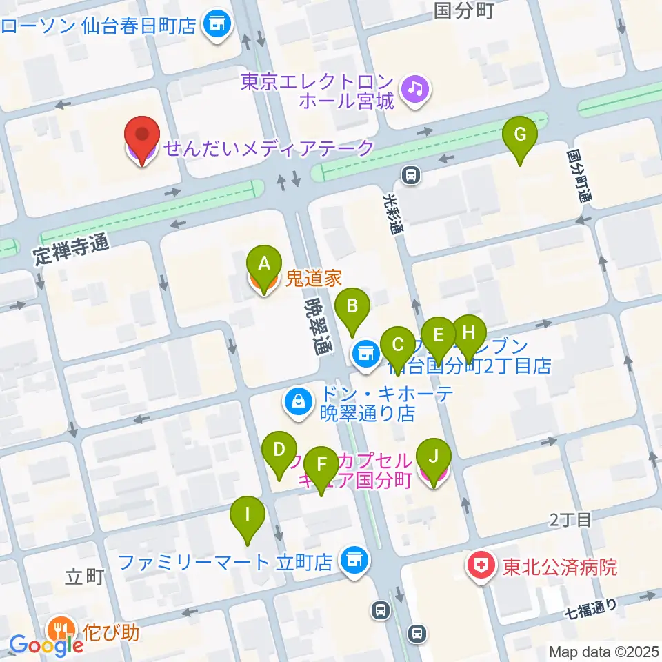 せんだいメディアテーク周辺のホテル一覧地図