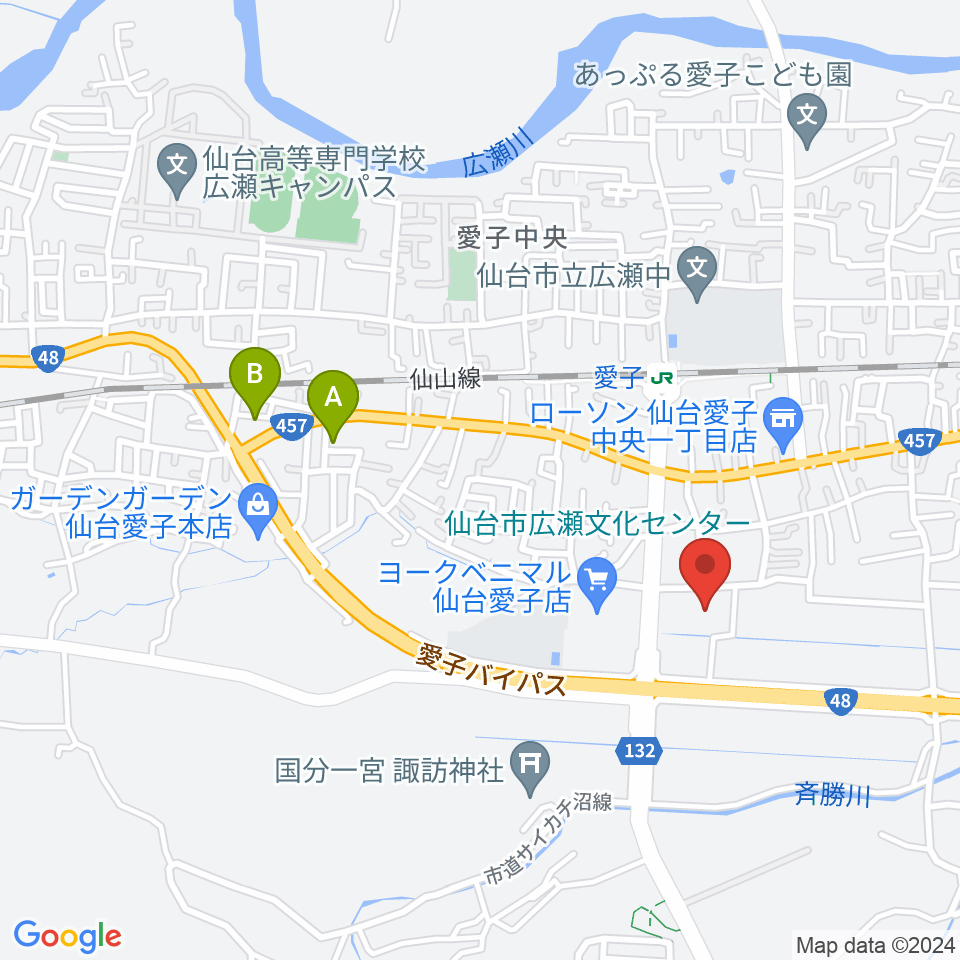 仙台市広瀬文化センター周辺のホテル一覧地図