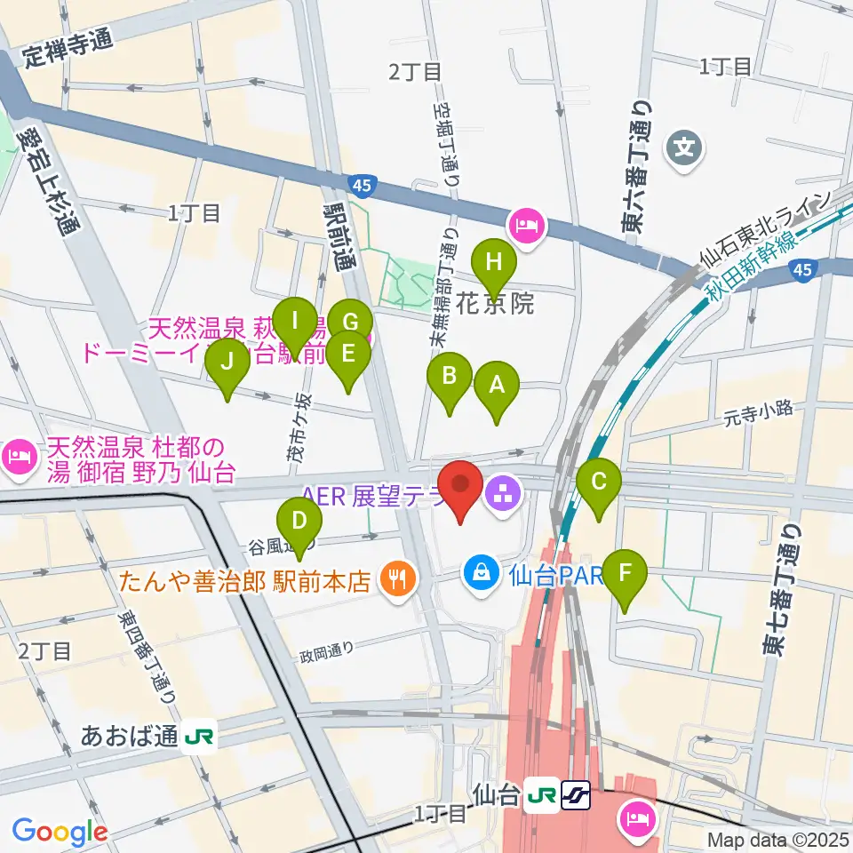 仙台市中小企業活性化センター周辺のホテル一覧地図