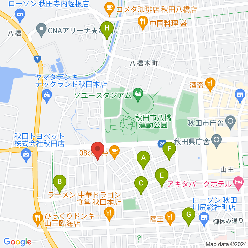 秋田県児童会館 子ども劇場（けやきシアター）周辺のホテル一覧地図