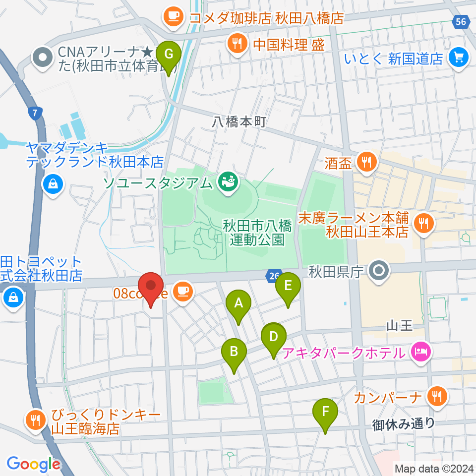 秋田県児童会館 子ども劇場（けやきシアター）周辺のホテル一覧地図