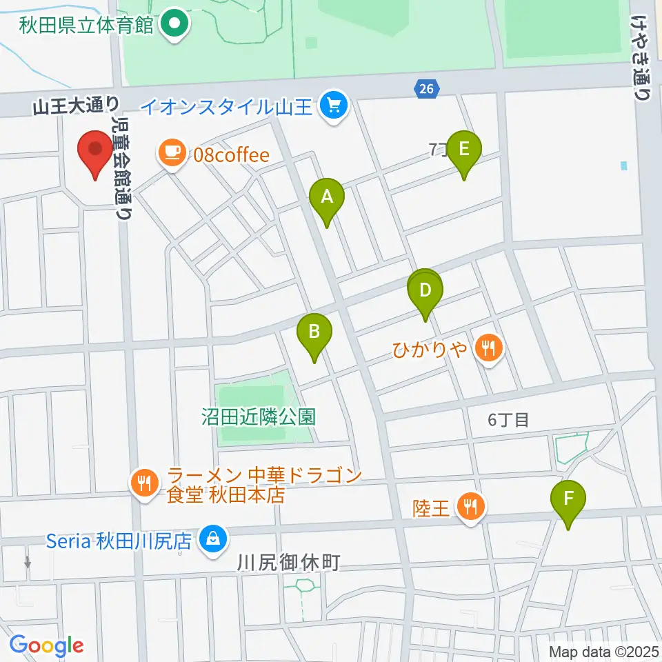 秋田県児童会館周辺のホテル一覧地図