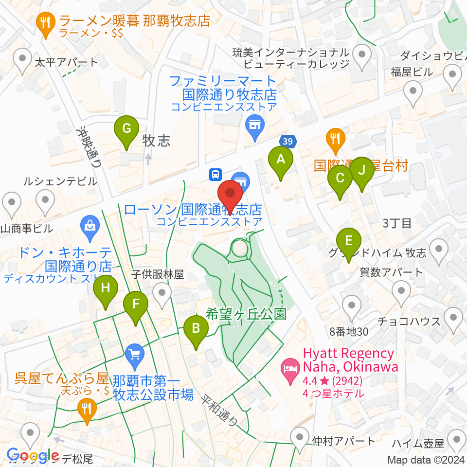 那覇市ぶんかテンブス館 音楽スタジオ周辺のホテル一覧地図