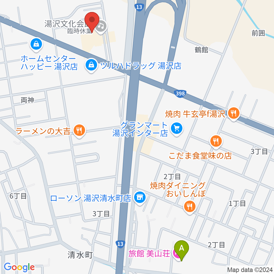 湯沢文化会館周辺のホテル一覧地図