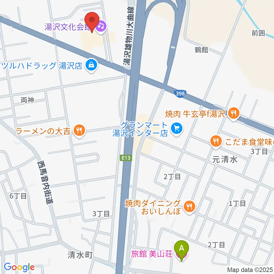 湯沢文化会館周辺のホテル一覧地図