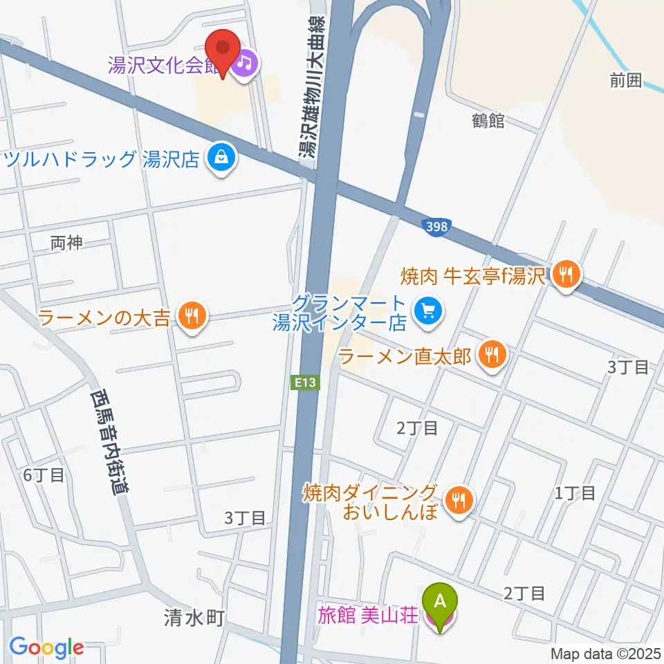 湯沢文化会館周辺のホテル一覧地図