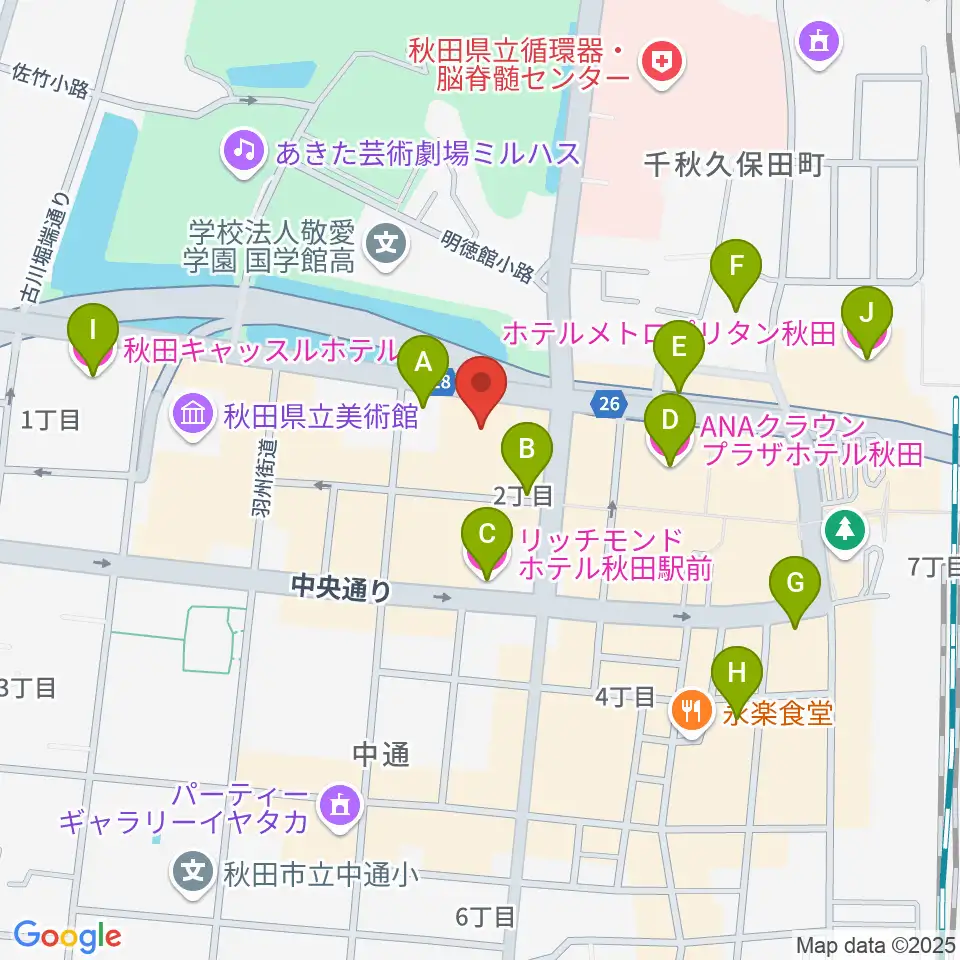 秋田アトリオン周辺のホテル一覧地図