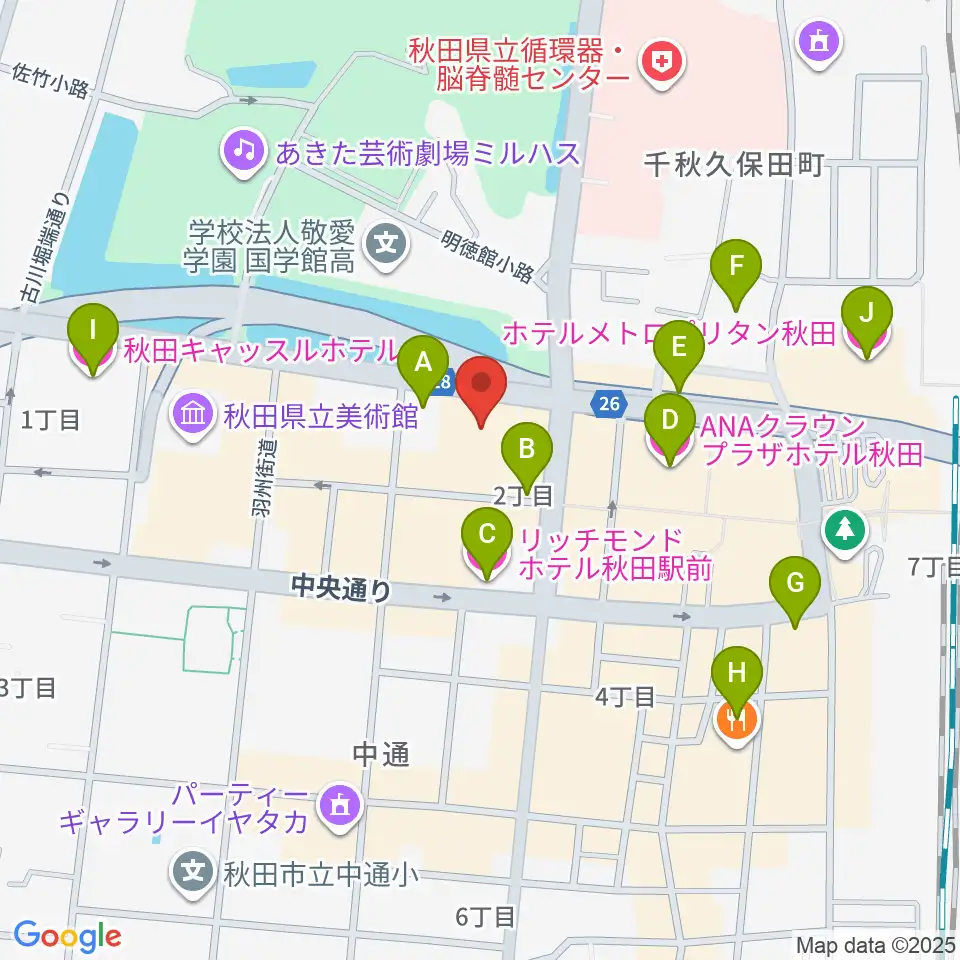 秋田アトリオン周辺のホテル一覧地図