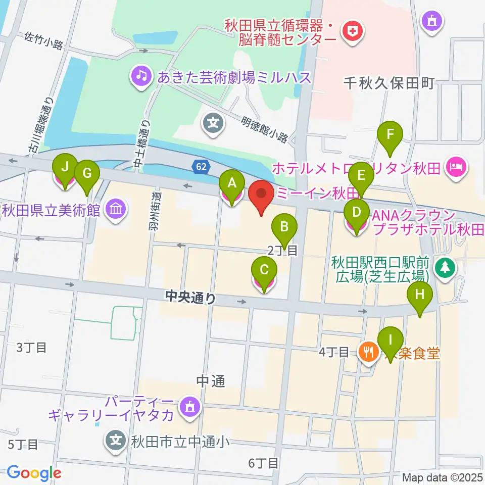 秋田アトリオン周辺のホテル一覧地図