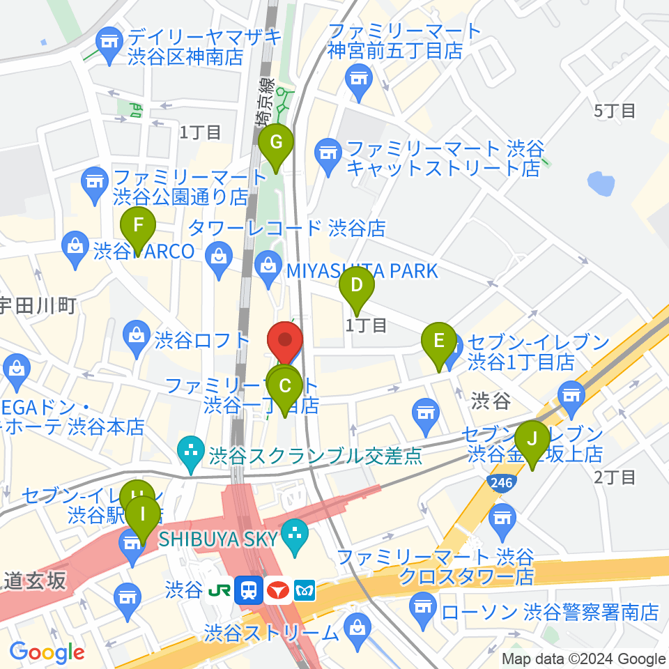 渋谷マトリクススタジオ周辺のホテル一覧地図