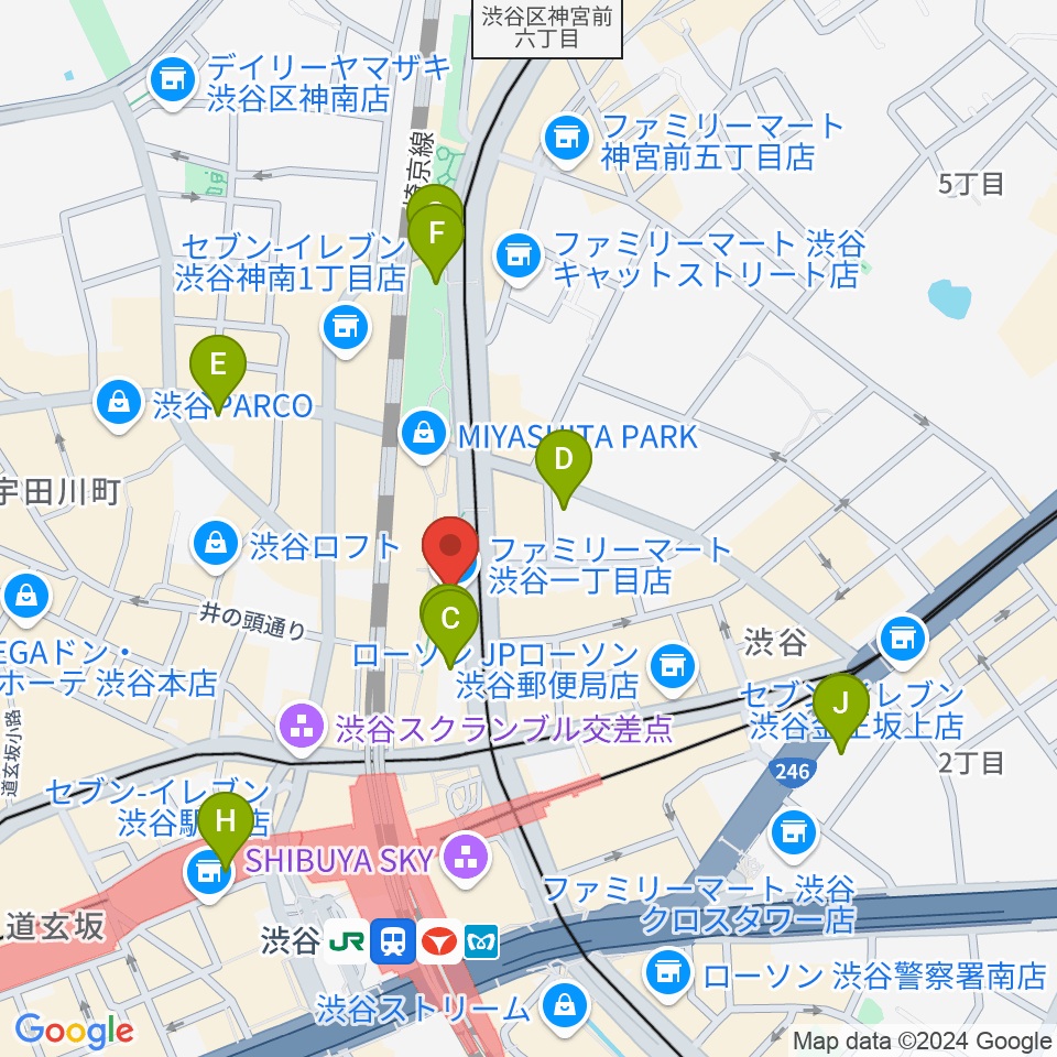 渋谷マトリクススタジオ周辺のホテル一覧地図