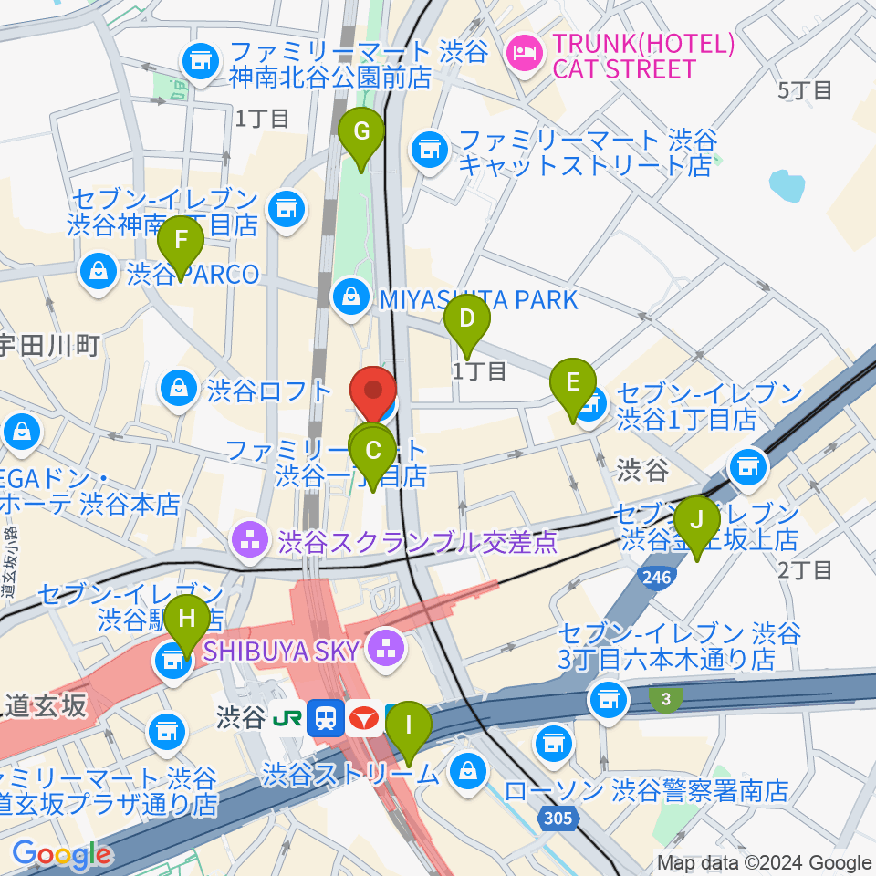 渋谷マトリクススタジオ周辺のホテル一覧地図