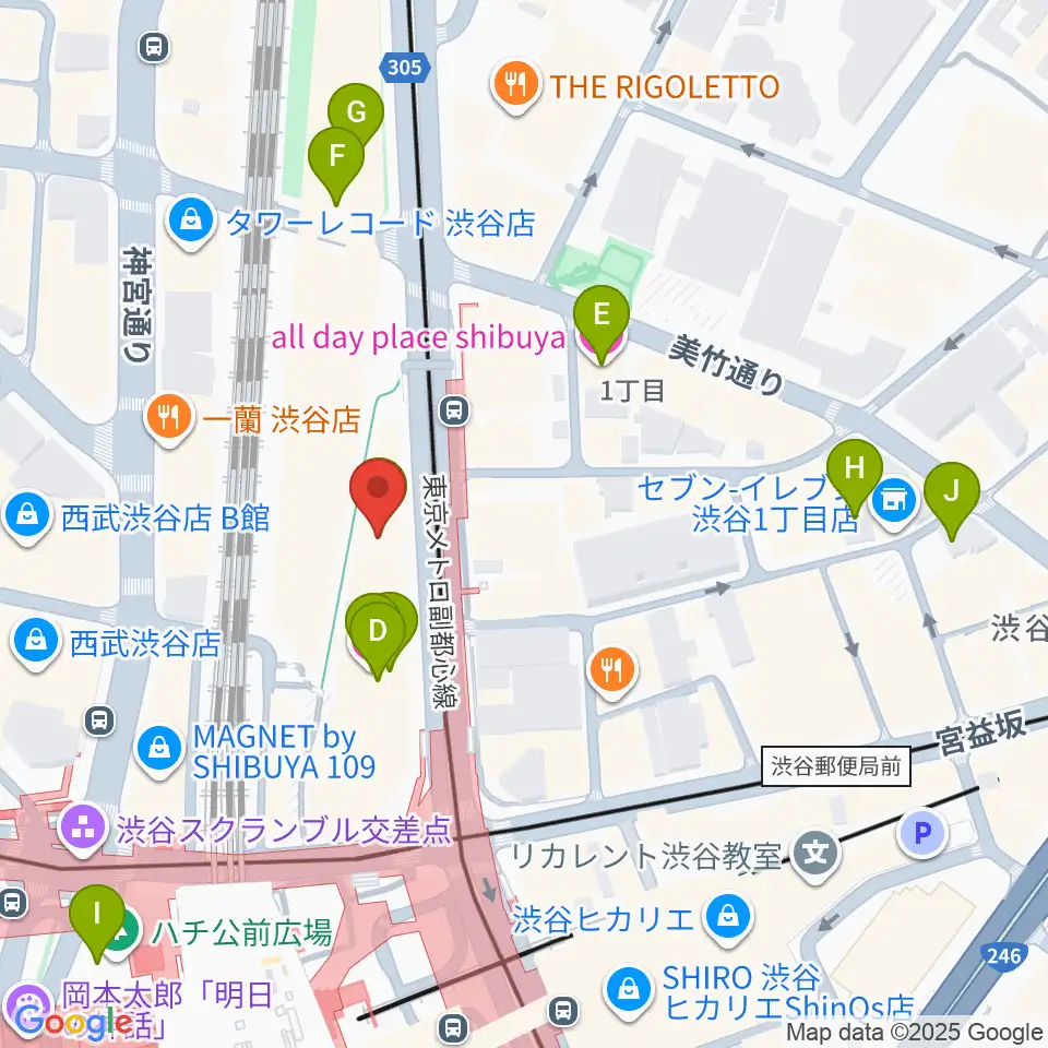 渋谷マトリクススタジオ周辺のホテル一覧地図