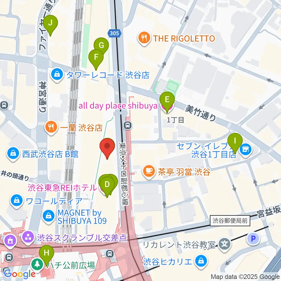 渋谷マトリクススタジオ周辺のホテル一覧地図