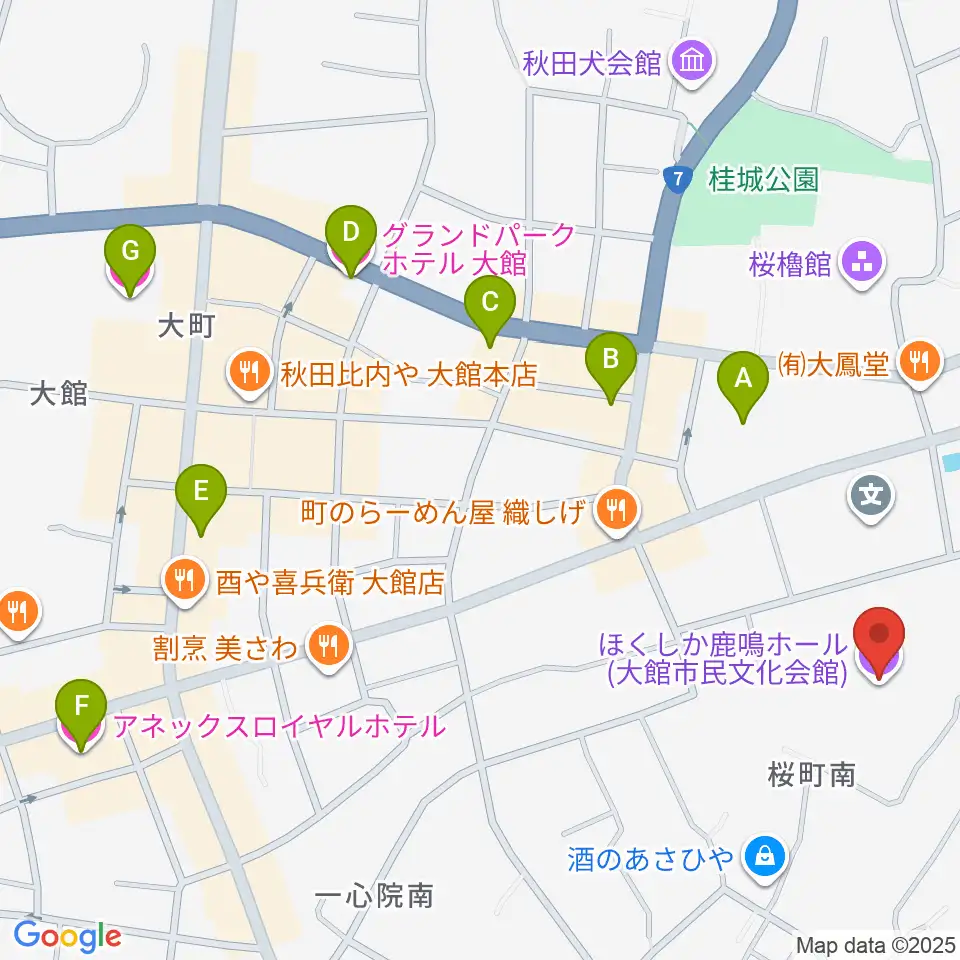 ほくしか鹿鳴ホール周辺のホテル一覧地図