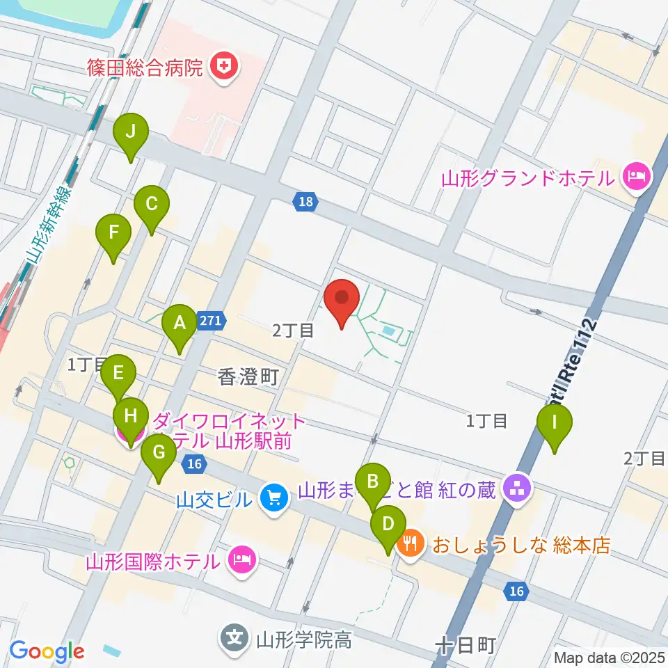 山形市民会館周辺のホテル一覧地図