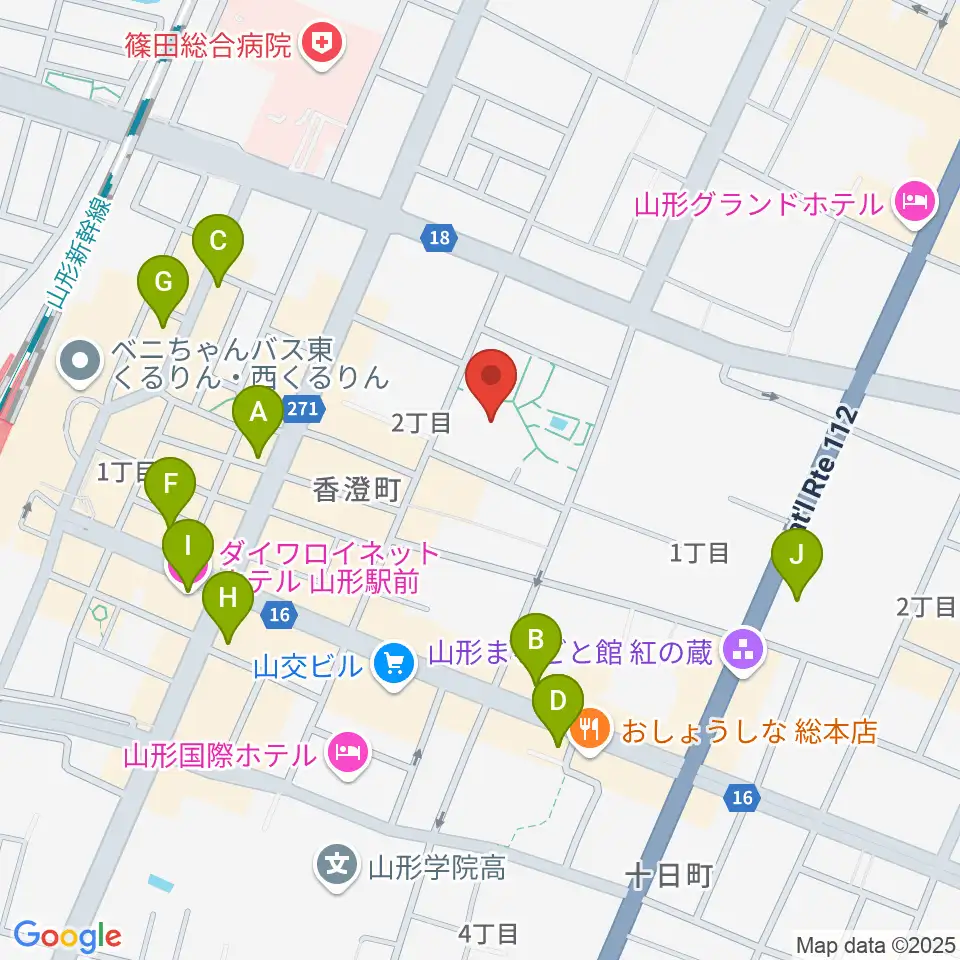 山形市民会館周辺のホテル一覧地図