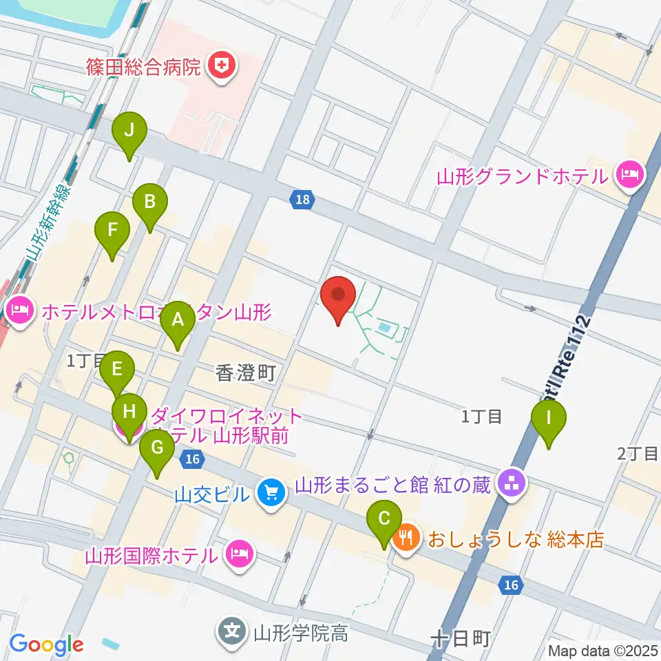 山形市民会館周辺のホテル一覧地図