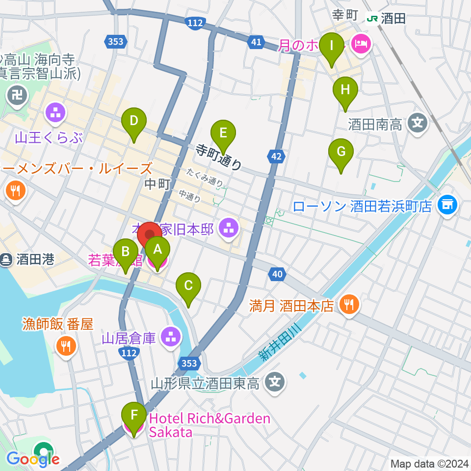 酒田市民会館 希望ホール周辺のホテル一覧地図