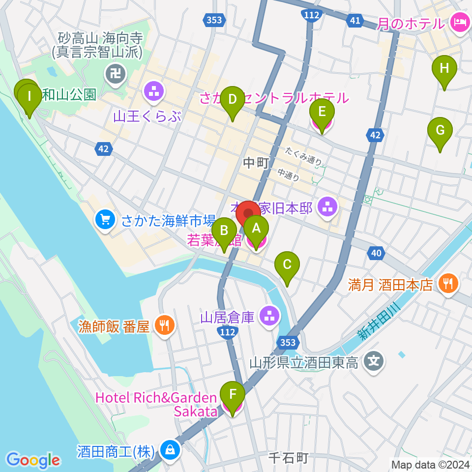 酒田市民会館 希望ホール周辺のホテル一覧地図