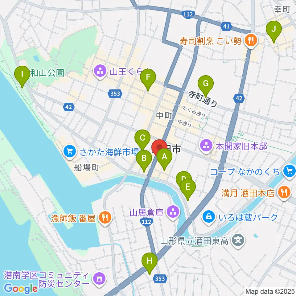酒田市民会館 希望ホール周辺のホテル一覧地図