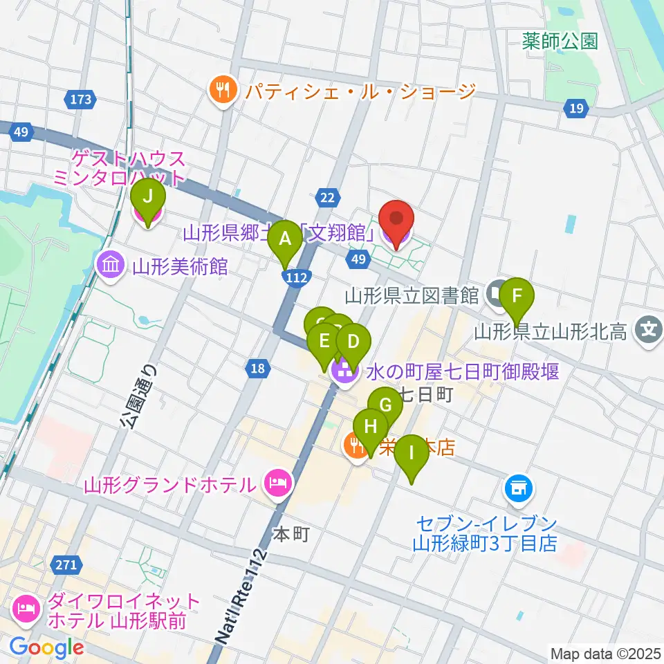 山形県郷土館 文翔館周辺のホテル一覧地図