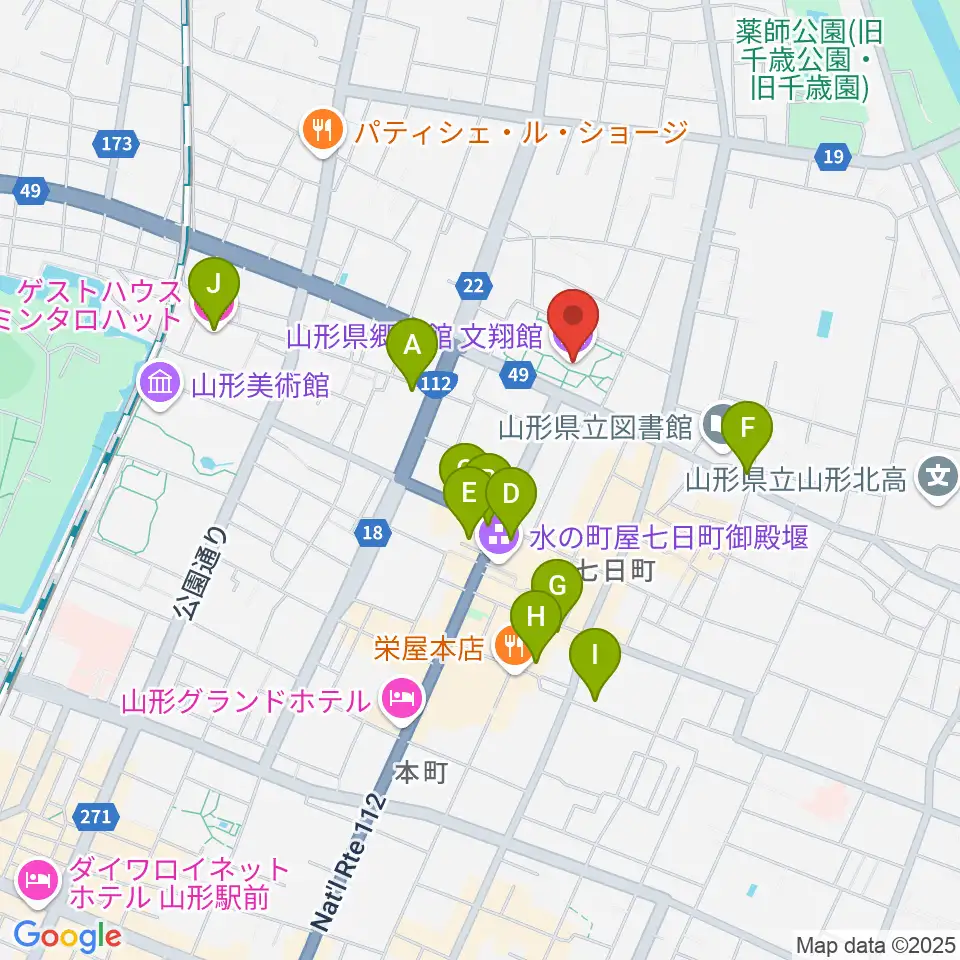 山形県郷土館 文翔館周辺のホテル一覧地図