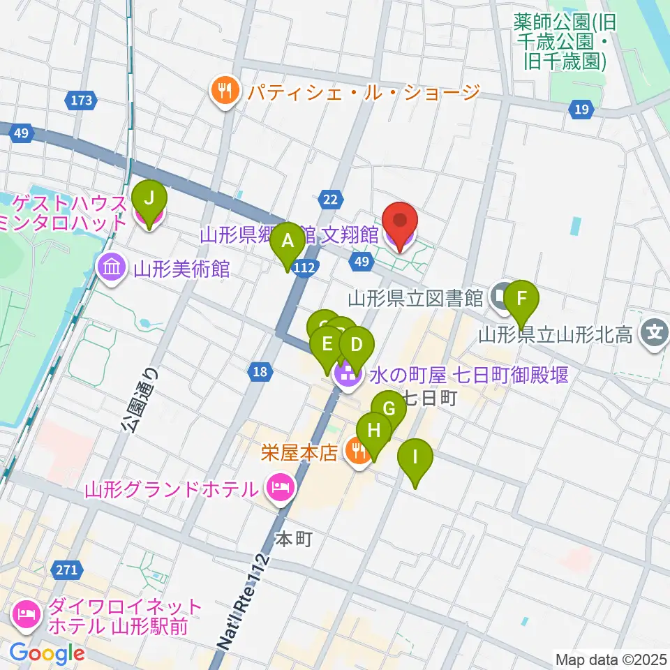 山形県郷土館 文翔館周辺のホテル一覧地図