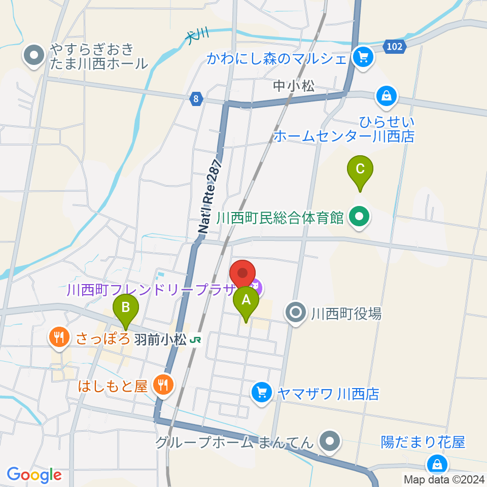 川西町フレンドリープラザ周辺のホテル一覧地図