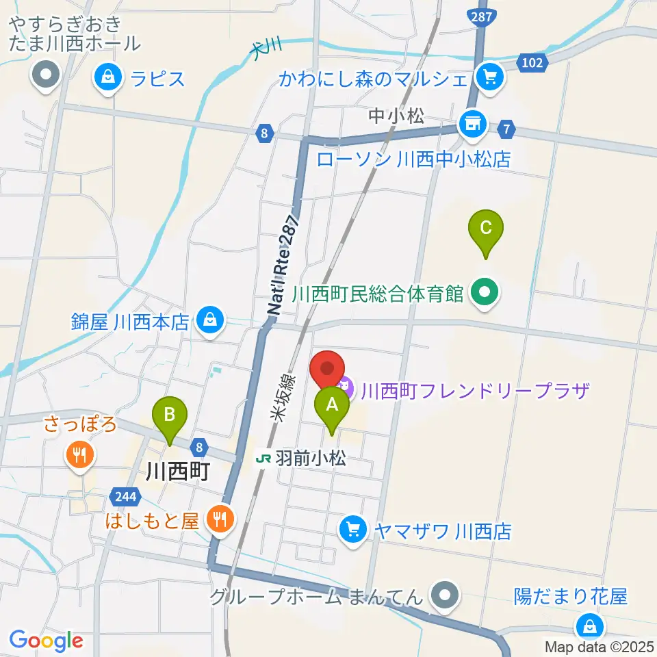 川西町フレンドリープラザ周辺のホテル一覧地図