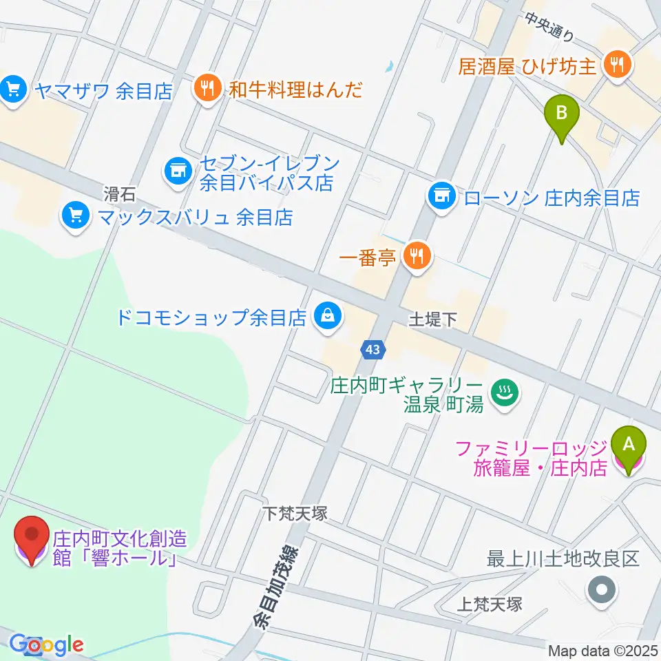 庄内町文化創造館 響ホール周辺のホテル一覧地図