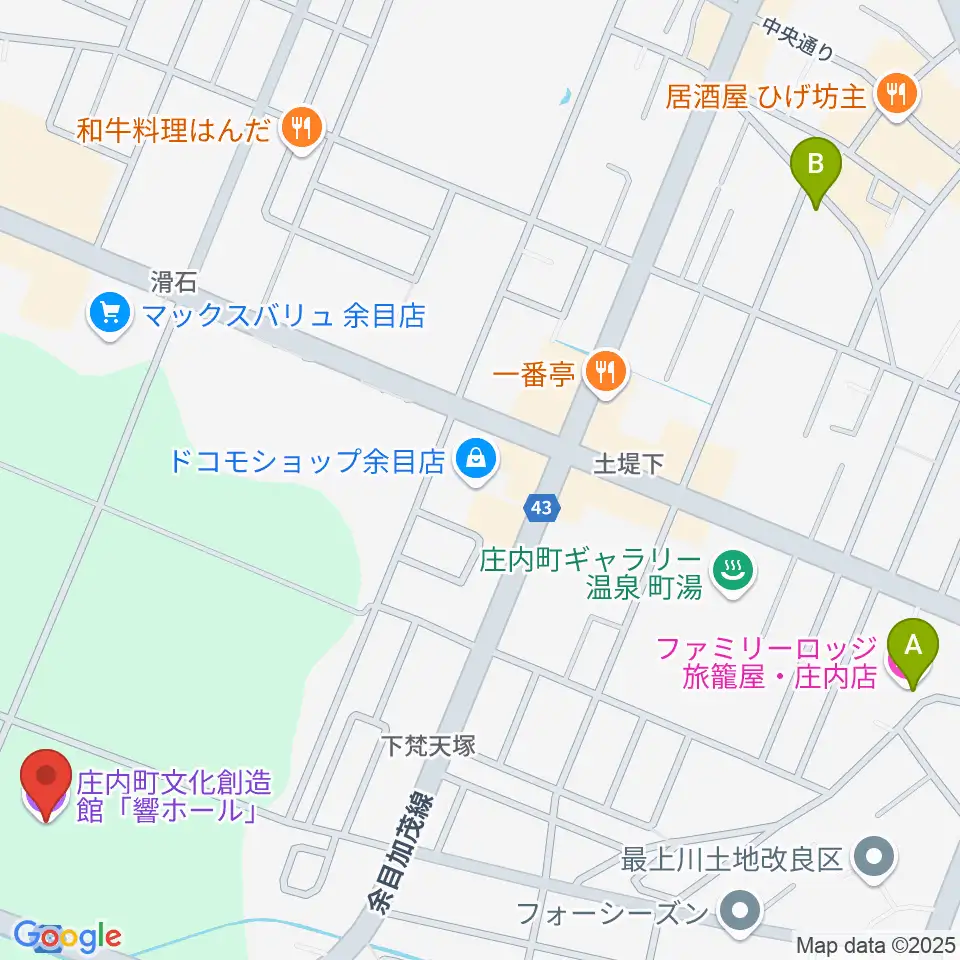 庄内町文化創造館 響ホール周辺のホテル一覧地図